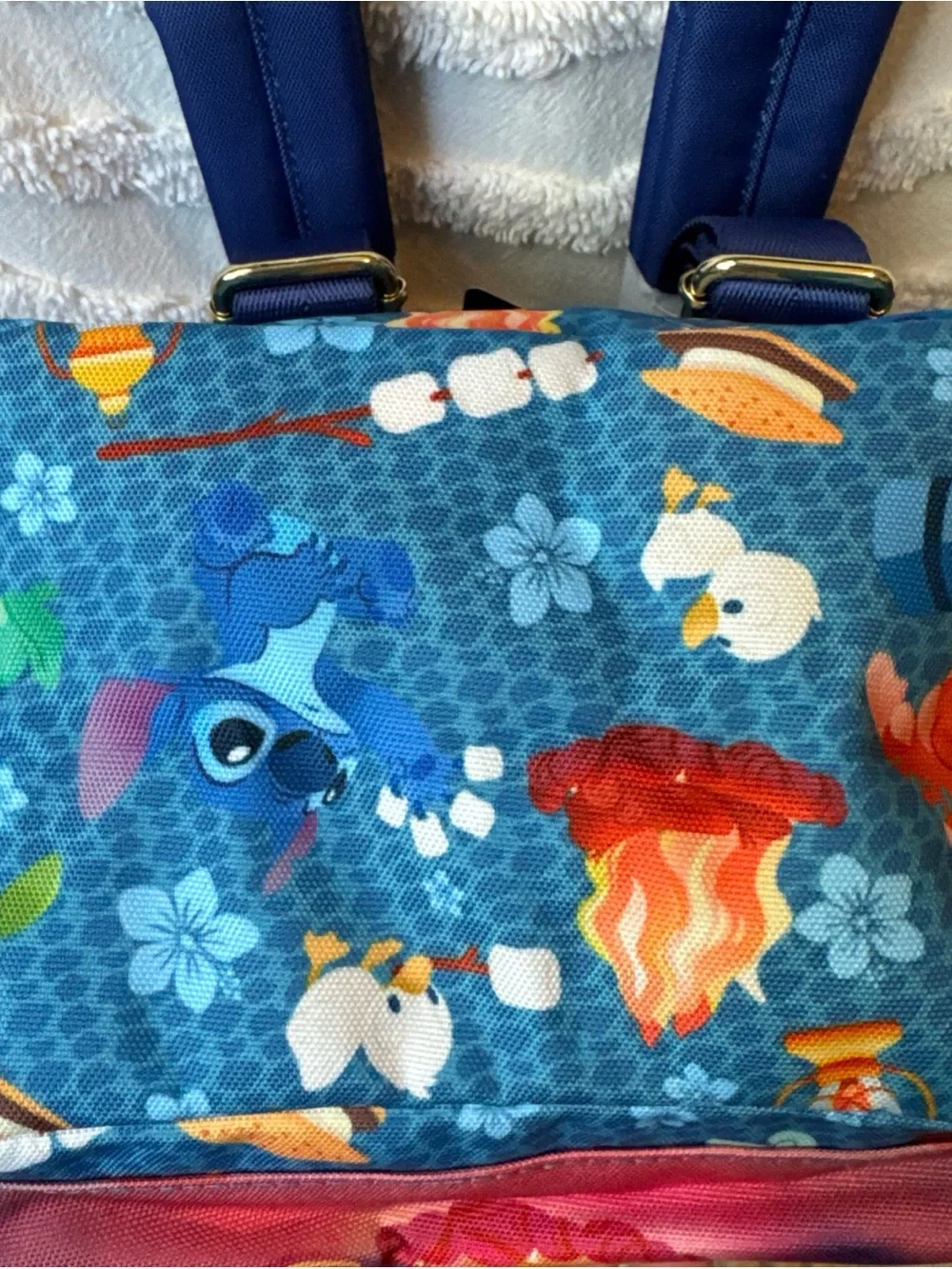 Loungefly Disney Stitch Camping Cuties AOP Nylon Square Kids Mini Backpack NWT